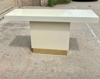 SALE Vintage Formica Modern Contemporary Floating Console Sofa Table & end table w/ gold trim