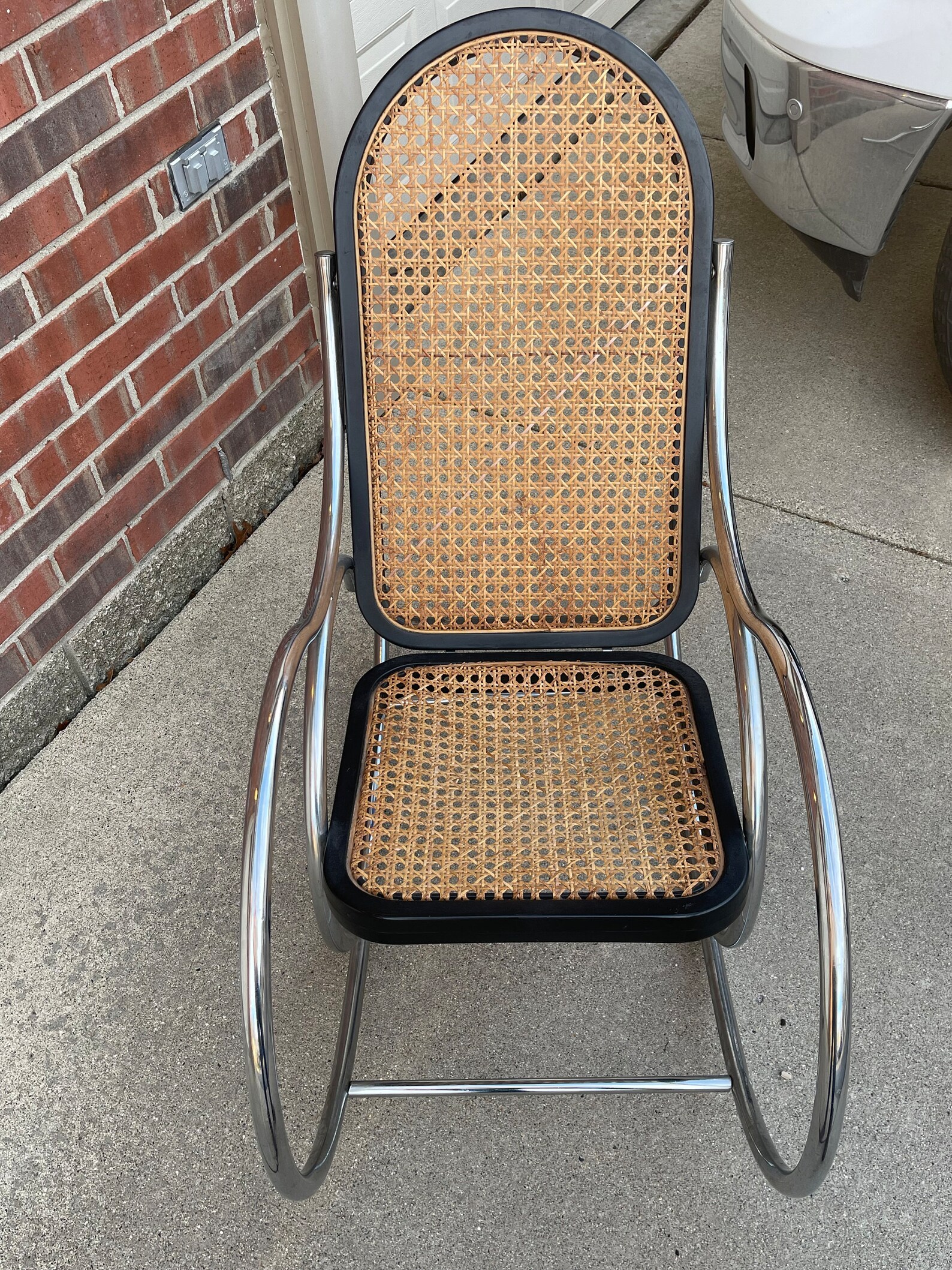 Mid-century Scroll Chrome Tubular Cane Rocking Chair - Etsy