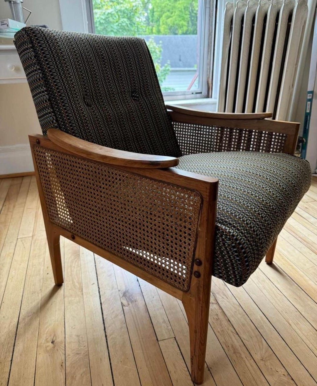 Mid-century Cane Arm Chair - Etsy