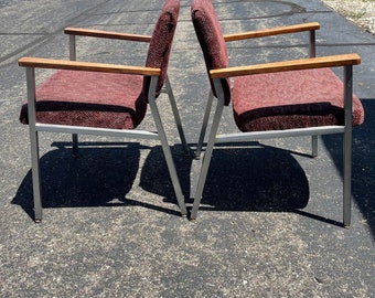 2x Mid-Century Wood Arm Chairs PAIR