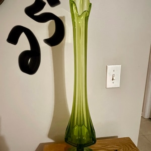 Mid-century Green Swung Glass Vase