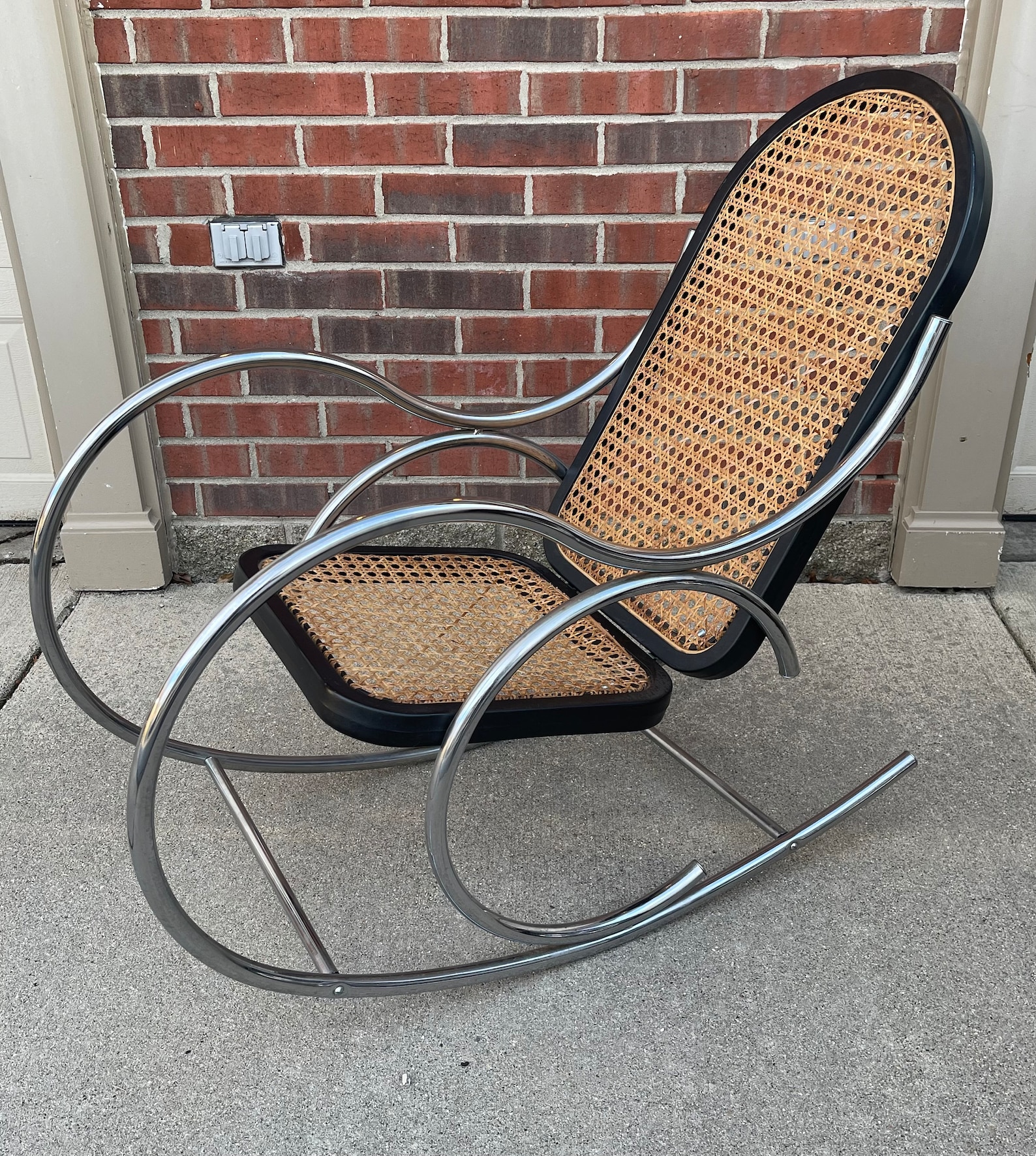 Mid-century Scroll Chrome Tubular Cane Rocking Chair - Etsy