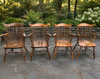 4x  Vintage Temple-Stuart  Windsor Country Colonial Captains  Dining Chairs