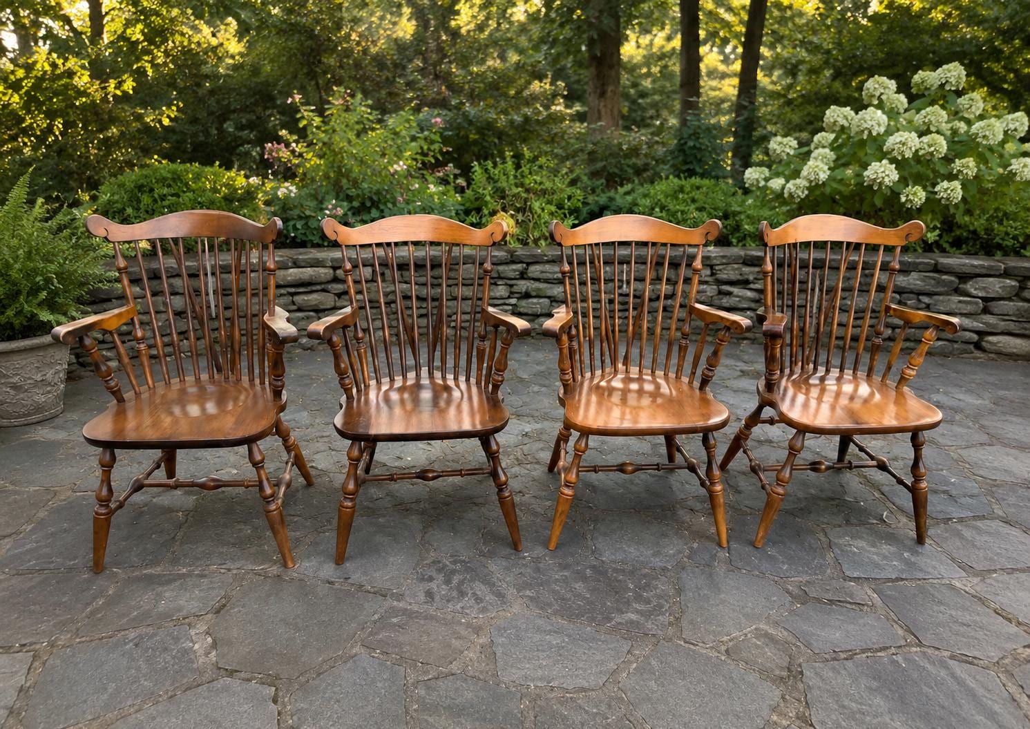 4x Vintage Temple-stuart Windsor Country Colonial Captains Dining