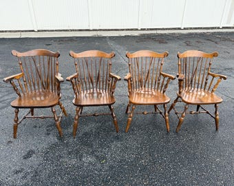 4x  Vintage Temple-Stuart  Windsor Country Colonial Captains  Dining Chairs