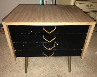 RARE Mid-century nightstand/side table with Brass legs Project piece