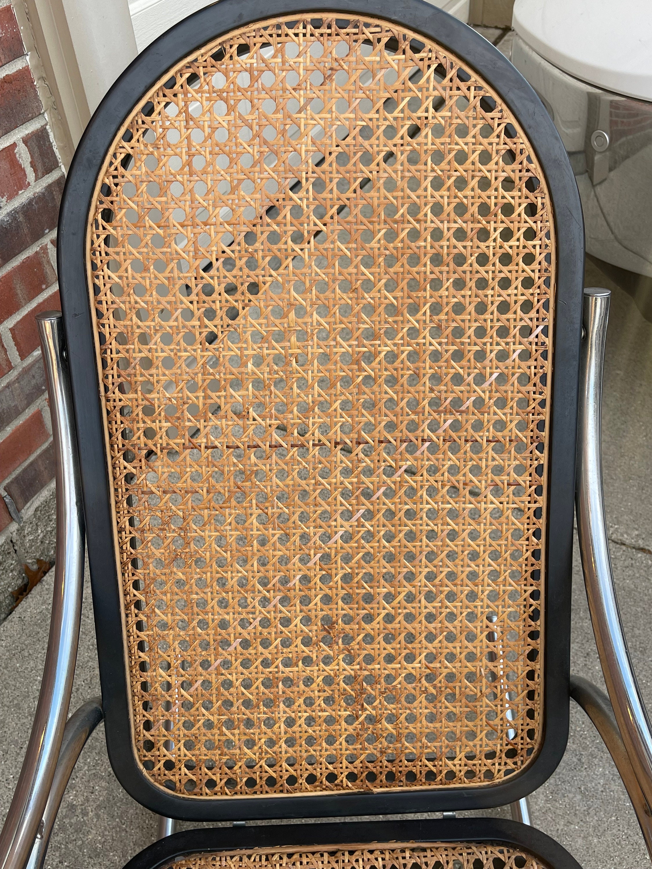 Mid-century Scroll Chrome Tubular Cane Rocking Chair - Etsy