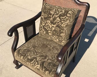 SALE Antique  Velvet Elephant Cane Chair