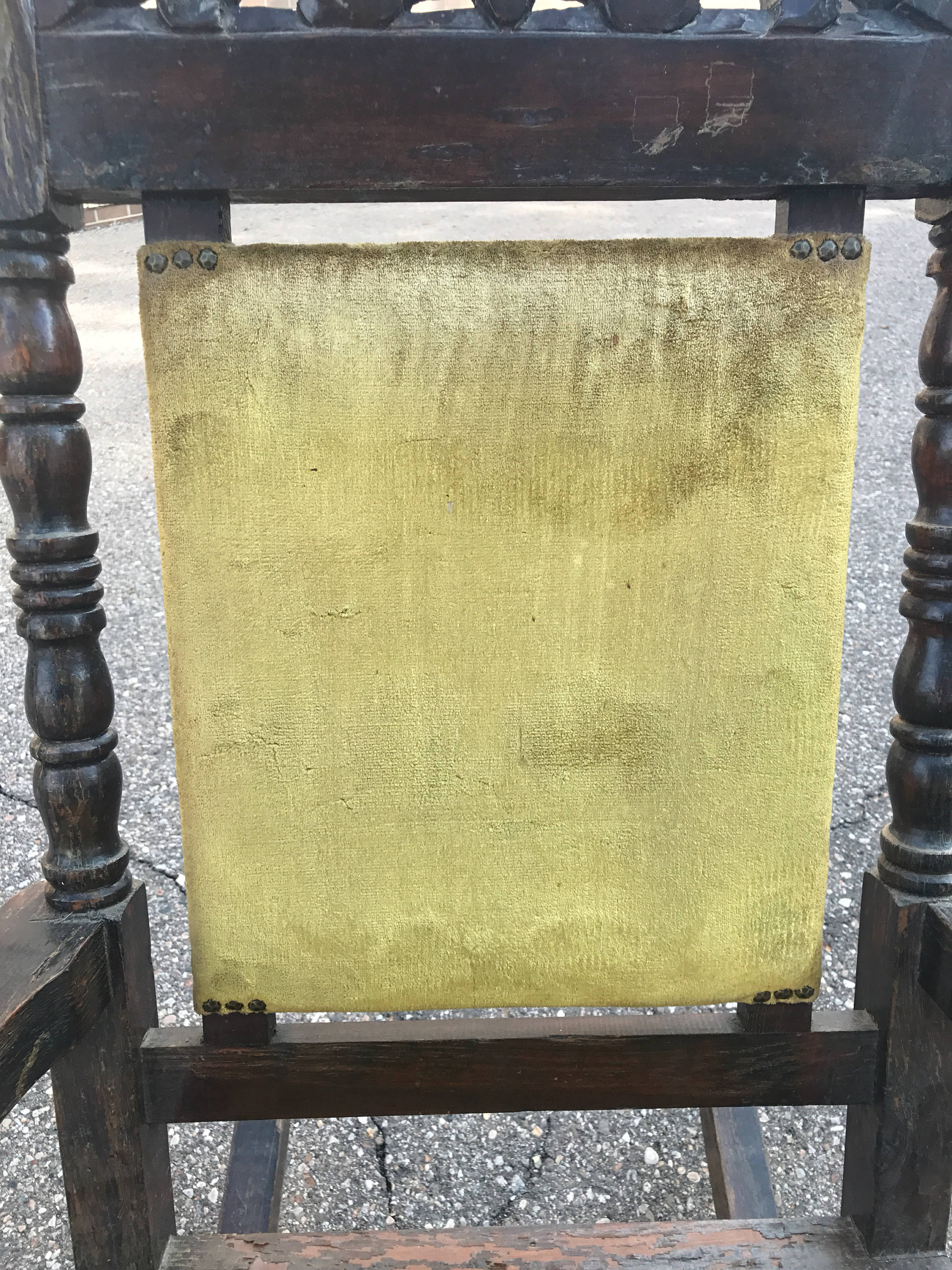 SUPER SALE Ornate Gothic Antique Large Carved Wood Velvet Rocking Chair ...