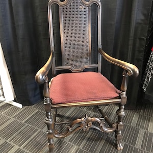 Antique Tall Ornate Carved Wood Throne Cane Hudson Chair