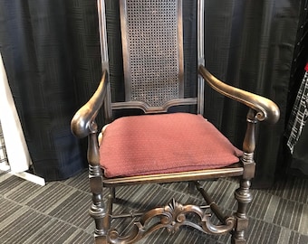 Antique Tall Ornate Carved Wood Throne Cane Hudson Chair Detroit