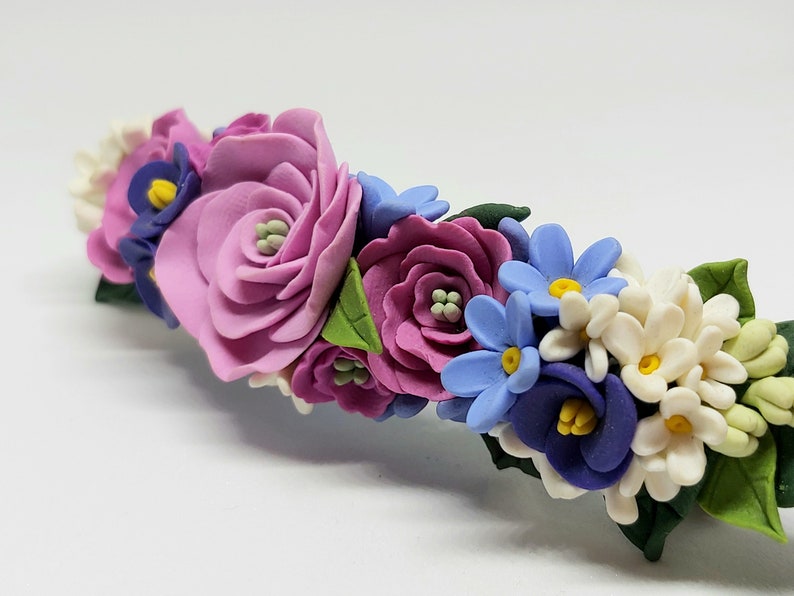 Polymer clay flower hair barrette Etsy
