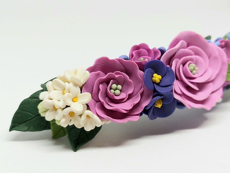 Polymer clay flower hair barrette Etsy