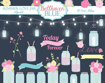 Summer Love Glass Jar Clipart