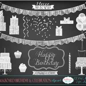 Chalkboard Birthday Celebration Clipart