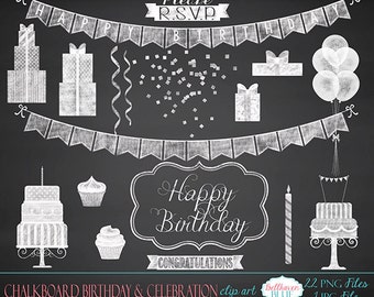 Chalkboard Birthday Celebration Clipart