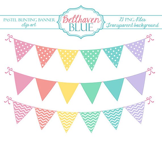 Items Similar To Pastel Bunting Banner Clip Art On Etsy