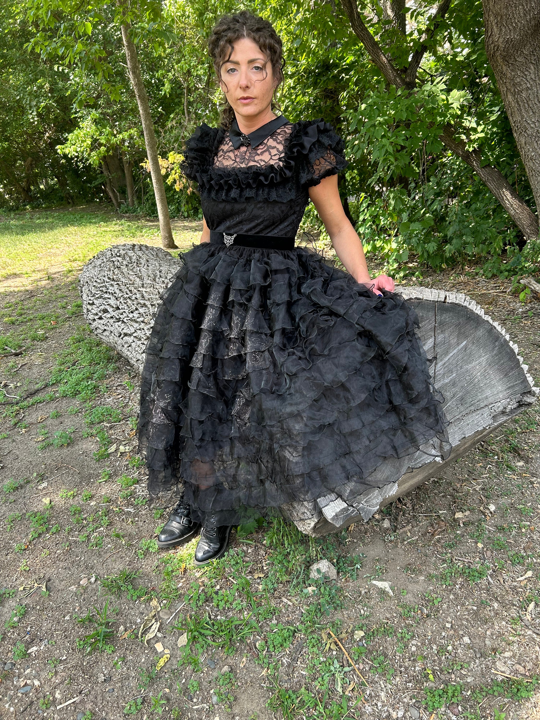 Wednesday Raven Womens Dress Addams Costume Wednesday Raven Womens Dress Addams Costume