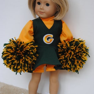 Green Bay Packers Cheerleader for American Girl & Other 18&quot; Dolls