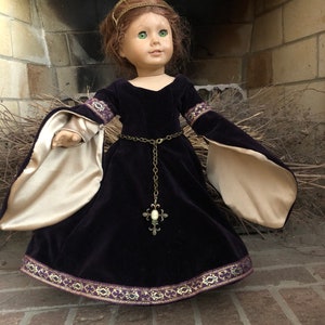 Purple Medieval Gown for American Girl and other 18&quot; Dolls
