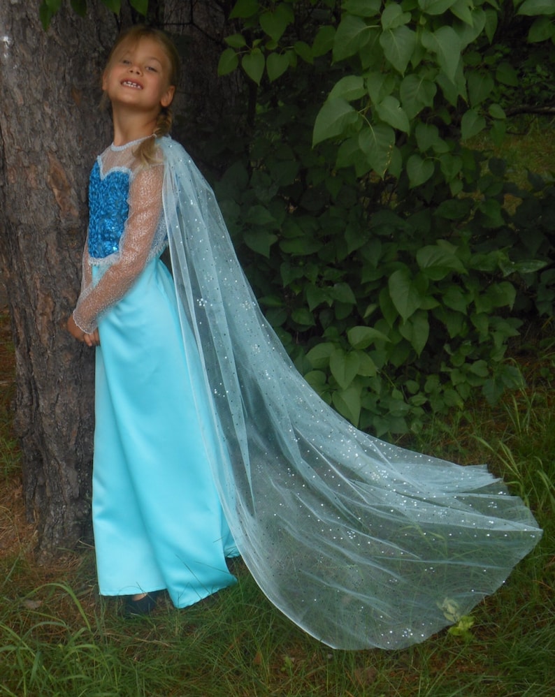 Elsa Frozen Dress With Cape for Girls Based Upon the Movie Etsy