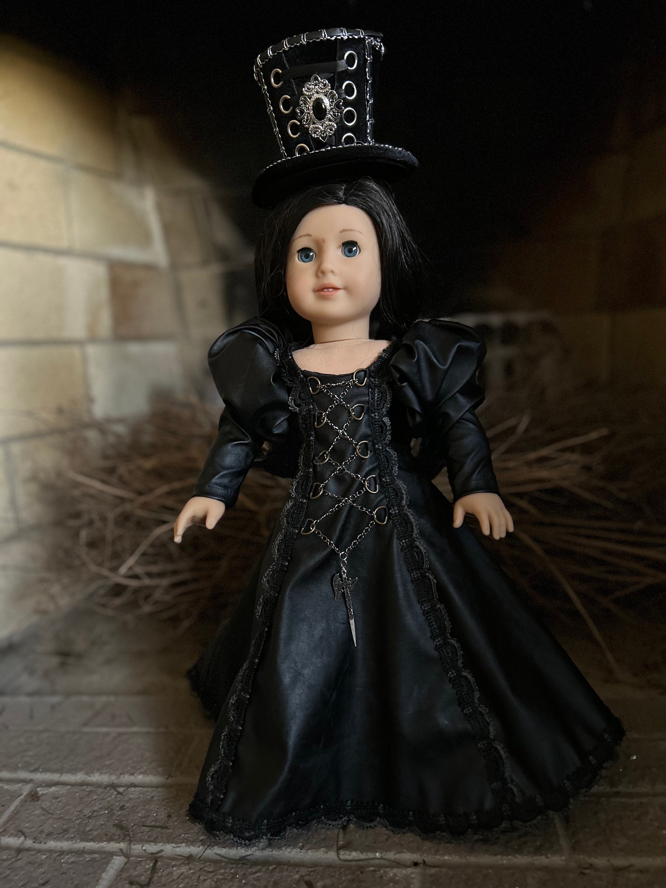 IMVAL Leather Doll Dress ブラック Gothic / Steampunk Faux Leather Gown for American Girl Dolls - Etsy