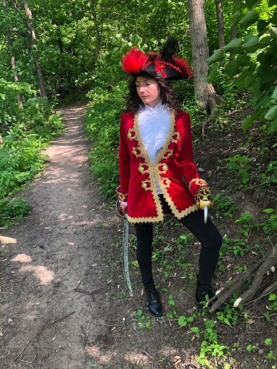 Pirate Captain Hook Costume Adult Red Pirate Captain Hook Costume Adult Red