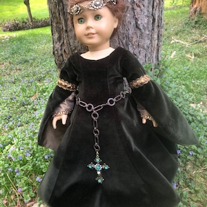 Renaissance Gown in Deep Green for American Girl Dolls