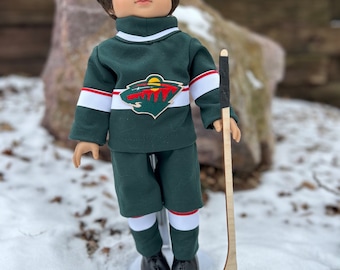 Wild Hockey Uniform for American Girl Dolls & Other 18" Dolls and also able to duplicate most teams upon request