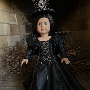 Gothic / Steampunk Faux Leather Gown for American Girl dolls