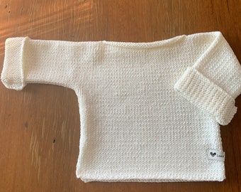 Hand knitted baby boy/ Girl jumper long sleeves T top - Cream Color - Mix Sizes-  100% Merino Wool- New item- STYLE#2