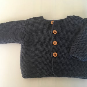 Hand knitted baby boy/ girl Cardigan long sleeves- Mix Sizes -Denim Blue Colour -  Merino wool- New item- STYLE#5