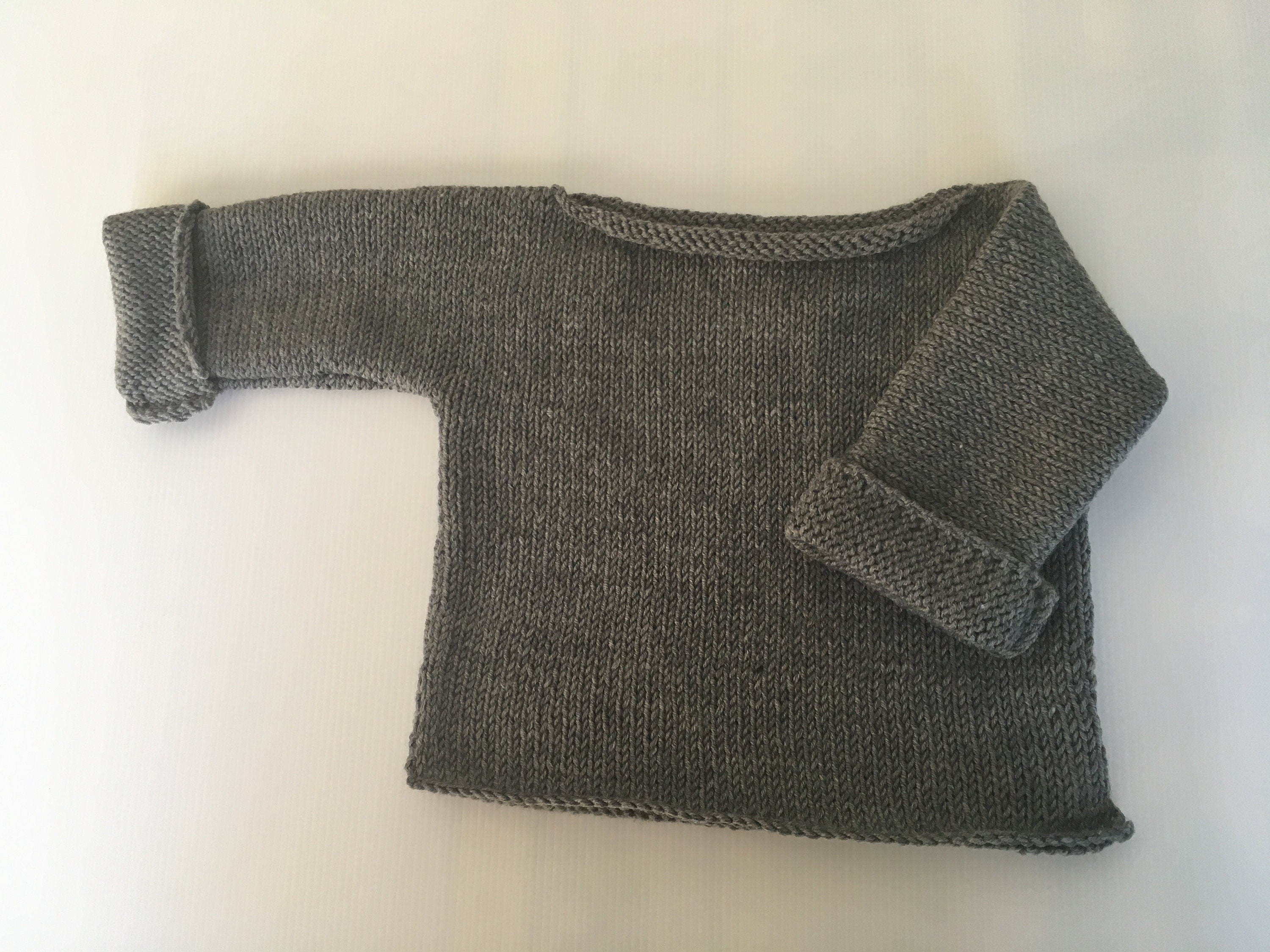 Hand Knitted Baby Boy/ Girl Jumper Long Sleeves T Top Dark Grey Mix