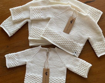LILOU's Topdown/ jumper long sleeves - Cream Color - Mix Sizes-  100% Merino Wool- with wooden Button Closure at back- New item-