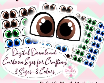 Download digital: Olhos de desenho animado para impressão, JPEG e PNG