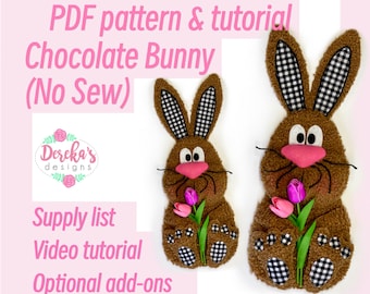 Anexo de guirlanda de coelho de Páscoa de chocolate PDF, padrão, lista de suprimentos e tutorial