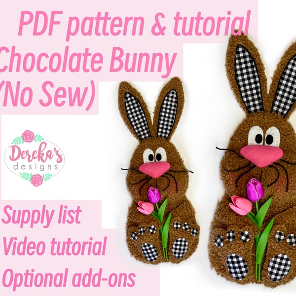 Chocolate Easter Bunny Rabbit Wreath Attachment PDF Pattern Supply List and Tutorial