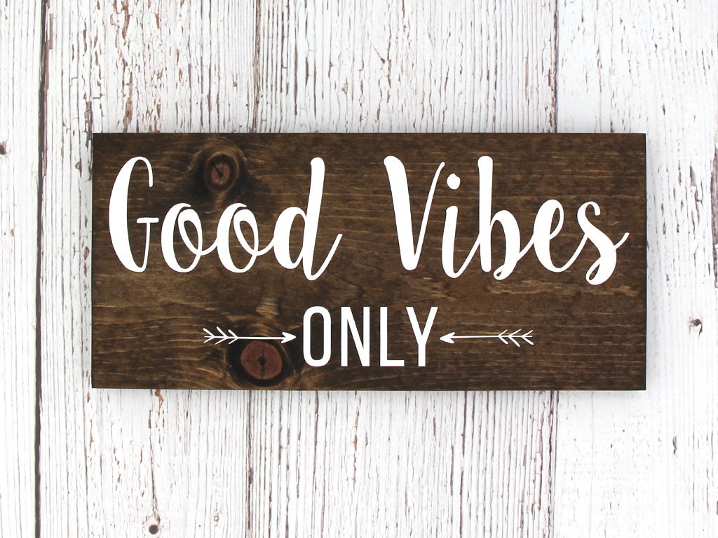 Rustic Hand Painted Wood Sign "Good Vibes Only" - Two Sizes…