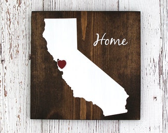 All States Available, Rustic Hand Painted "Home State" Wood Sign, California State Home, Home State Pride - 9.25"x9.25"