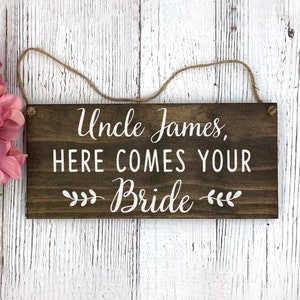 Personalized Name here comes your Bride Wood Sign | Ring Bearer Sign | Flower Girl Sign | Wedding Ceremony | Wedding Photo Prop | Style B