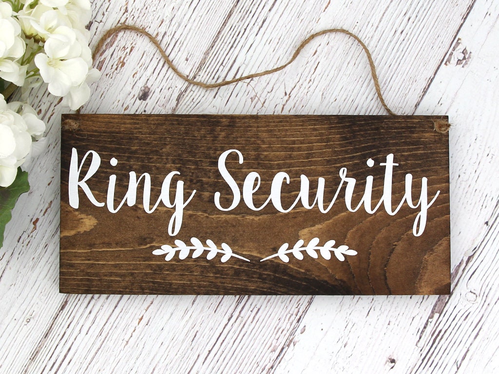 Rustic Hand Painted Wood Wedding Sign "Ring Security" - Rin…