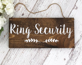 Rustic Hand Painted Wood Wedding Sign, Ring Security, Ring Bearer Sign, Wedding Photo Prop, Wedding Cermony Sign, Style A