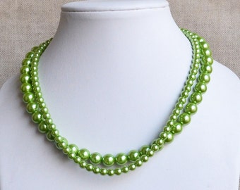Pink and Green Pearl Necklace main image 0