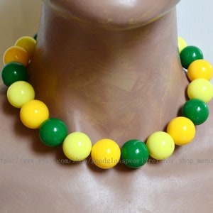 green yellow beads necklaces, colourful beads Necklace, Multicolor beaded Necklace, Statement Necklace, men necklace