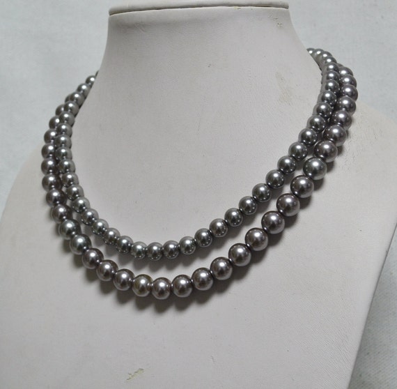 Collier Blanc/Gris p robe de Mariée/Mariage/Soirée, perles original (pas cher