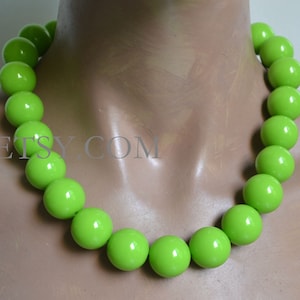 Green beaded Necklace, 20 mm light green beads Necklace, High Quantity Resin bead, Statement Necklace, big bead necklace, choker necklace