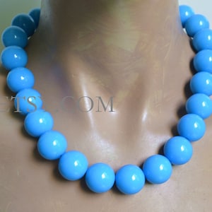 Turuqoise beaded Necklace, 20 mm blue beads Necklace, High Quantity Resin bead, Statement Necklace, big bead necklace, choker necklace