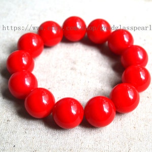 20mm red beads bracelet, Big red Bracelets, stretchy bracelet, red Beaded Bracelet, Statement Bracelet, men bracelet