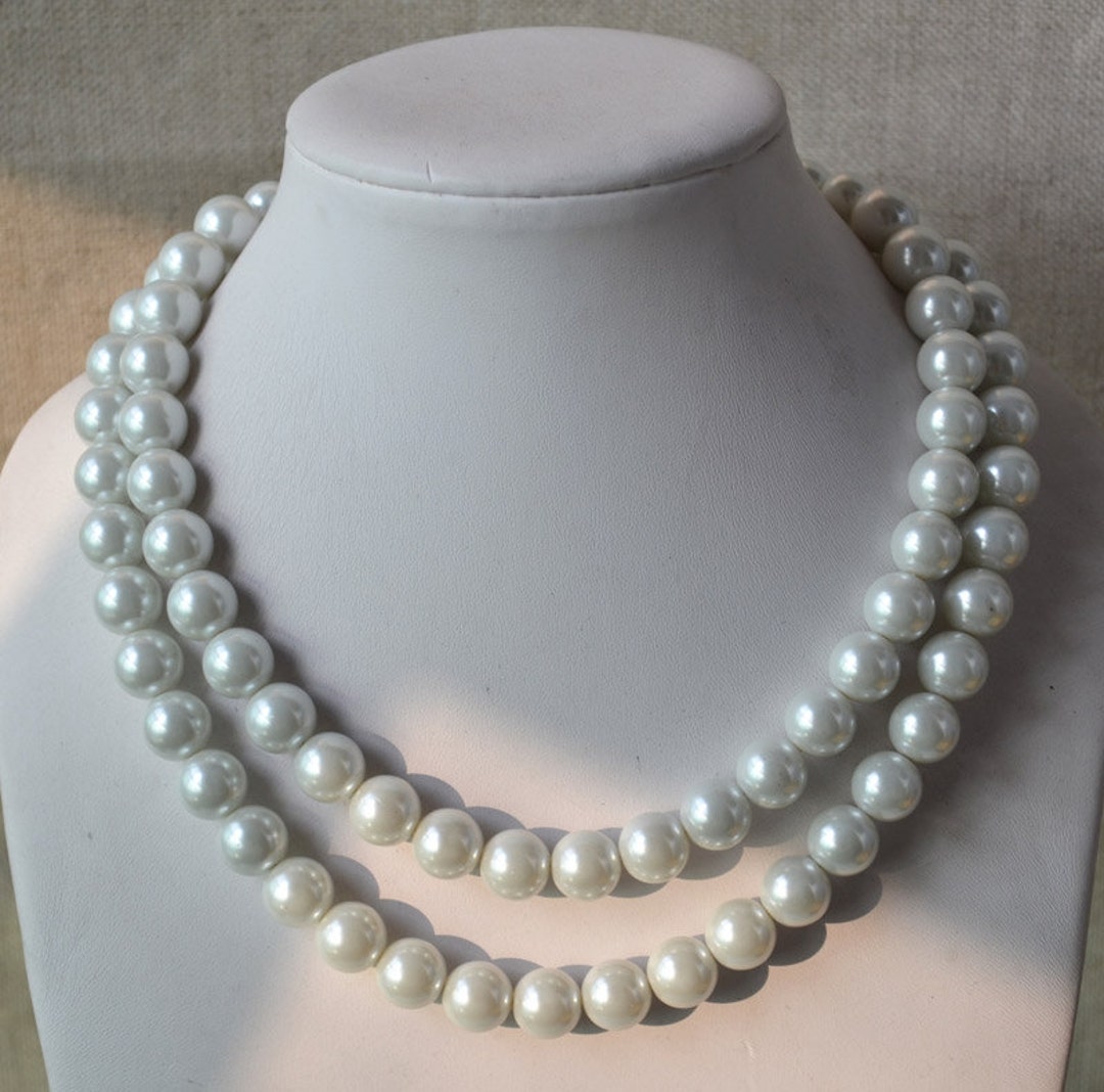 Double Strand Big Pearl Necklace,2-rows Pearl Necklace,wedding Necklace ...