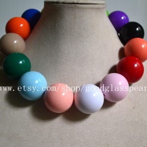 Big beads Multicolor Necklace, choker necklace, 28-30mm plastics beads necklace, light weight large Acrylic necklace, statement necklace